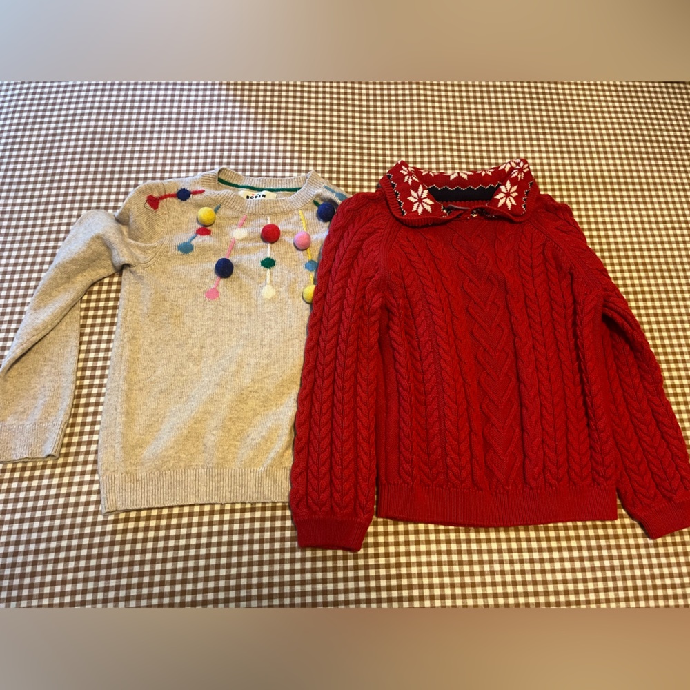 Lot Hanna Andersson & Boden Red and Blue Knit Sweater